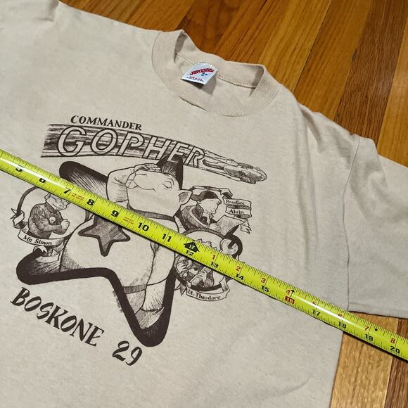 Vintage Boskone 29 90s Beige T-Shirt Rare Sci-Fi Convention Commander Gopher - Picture 4 of 9